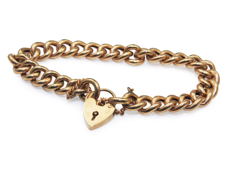 9ct Yellow Gold Curb Link Bracelet with Padlock Clasp