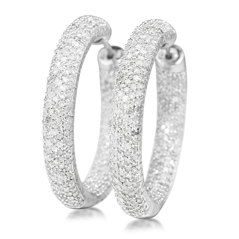 14ct White Gold 4.00ct Diamond Hoop Earrings