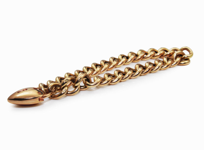 9ct Rose / Yellow Gold Curb Link Bracelet with Padlock Clasp