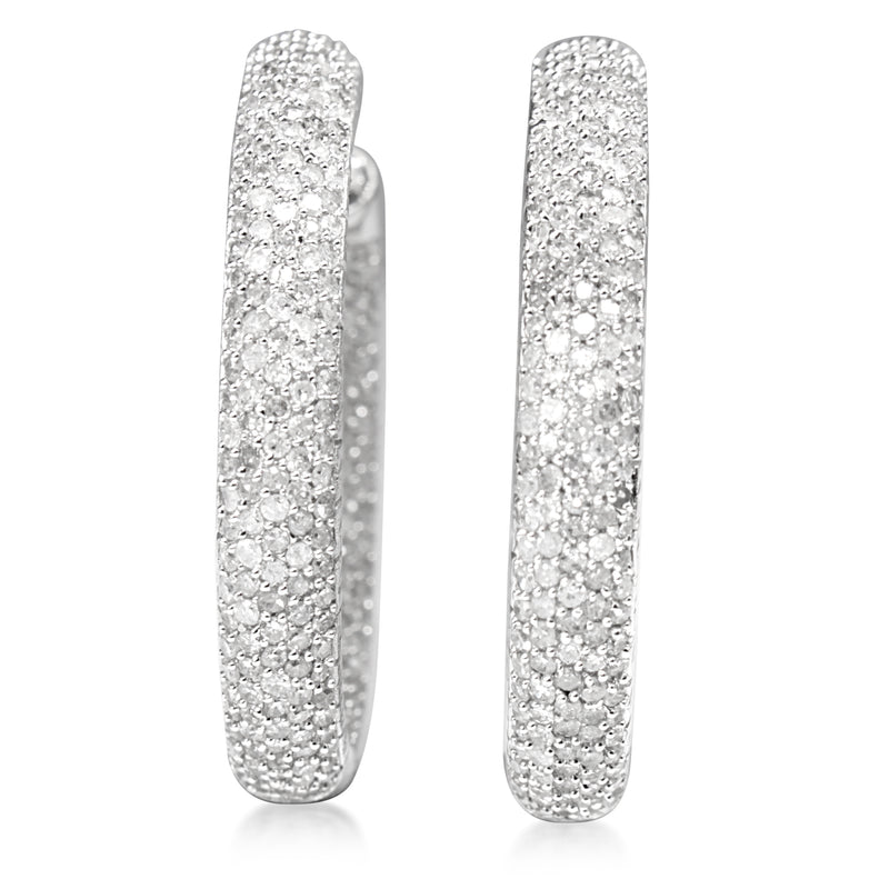 14ct White Gold 4.00ct Diamond Hoop Earrings