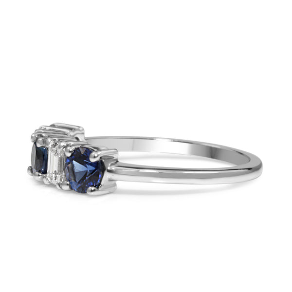 14ct White Gold Sapphire and Diamond 5 Stone Ring