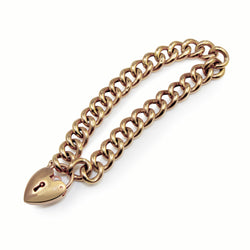 9ct Rose / Yellow Gold Curb Link Bracelet with Padlock Clasp