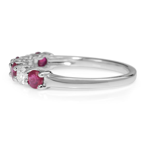 9ct White Gold Ruby and Diamond Band