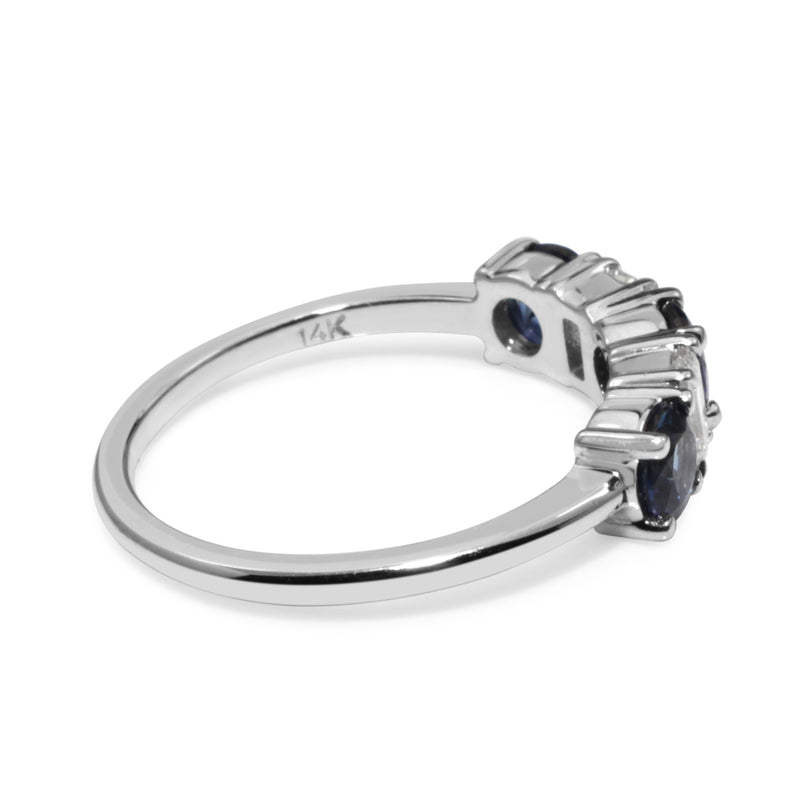 14ct White Gold Sapphire and Diamond 5 Stone Ring