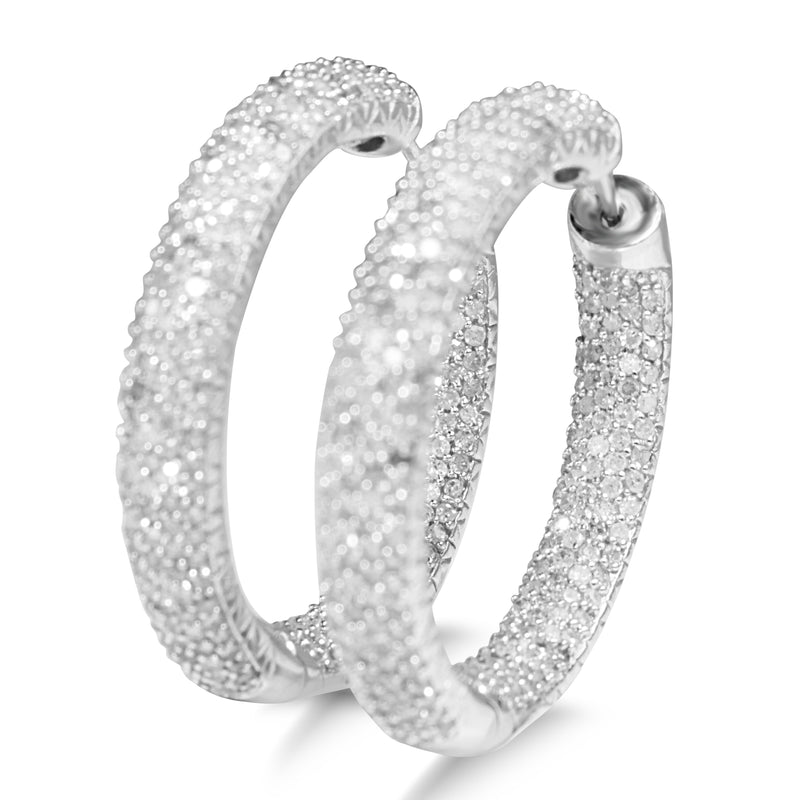 14ct White Gold 4.00ct Diamond Hoop Earrings