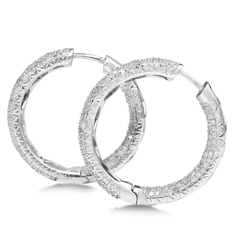 14ct White Gold 4.00ct Diamond Hoop Earrings