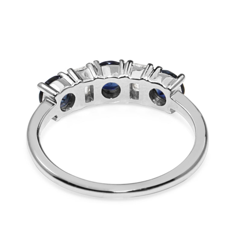 14ct White Gold Sapphire and Diamond 5 Stone Ring