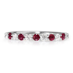 9ct White Gold Ruby and Diamond Band