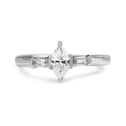 14ct White Gold Marquise Solitaire Ring