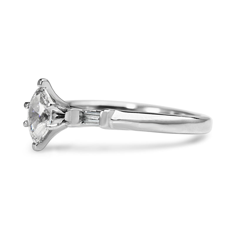 14ct White Gold Marquise Solitaire Ring