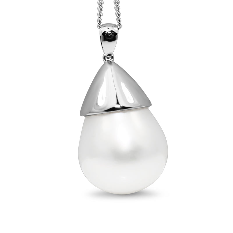 18ct White Gold 19mm South Sea Pearl and Diamond Pendant