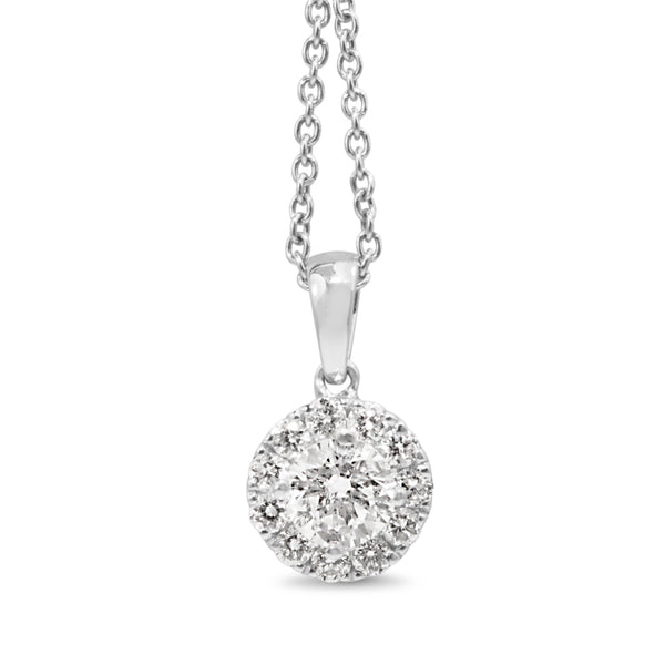 18ct White Gold Diamond Halo Pendant