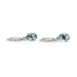 18ct White Gold Aquamarine and Diamond Drop Earrings