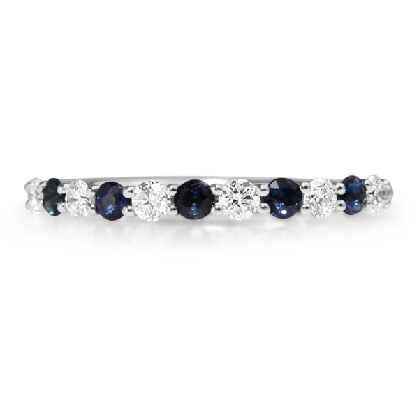 9ct White Gold Sapphire and Diamond Band