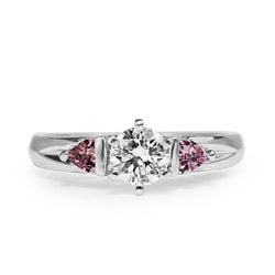 Platinum Diamond and Pink Sapphire 3 Stone Ring