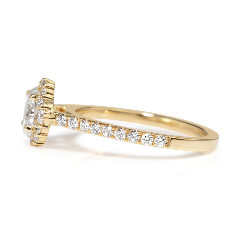 18ct Yellow Gold Oval Diamond Halo Ring