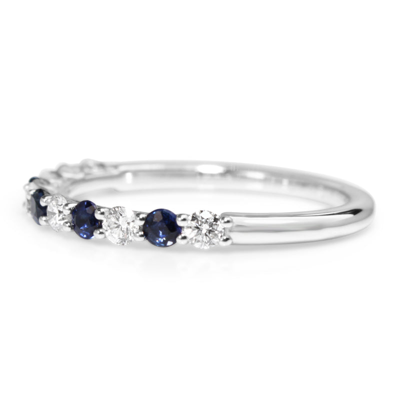 9ct White Gold Sapphire and Diamond Band