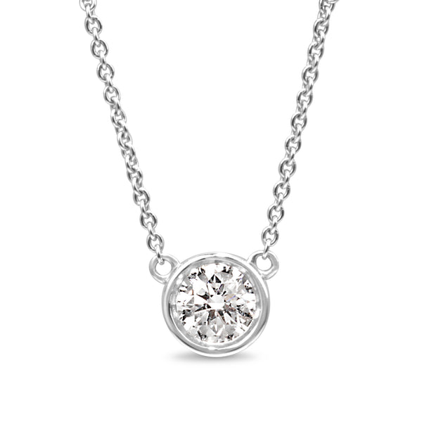 18ct White Gold Diamond Solitaire Bezel Necklace