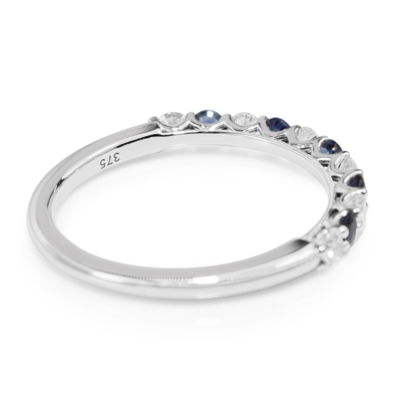 9ct White Gold Sapphire and Diamond Band