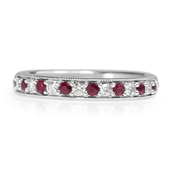 9ct White Gold Ruby and Diamond Ring