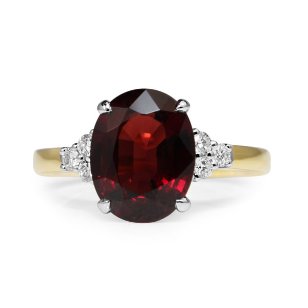 18ct Yellow and White Gold Garnet and Diamond Ring