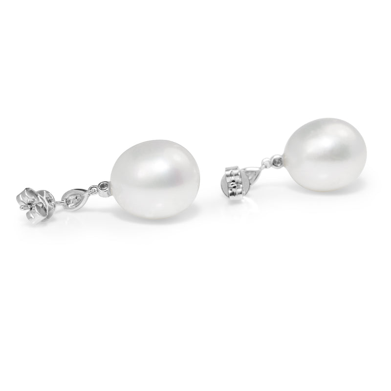 18ct White Gold South Sea 12.5mm Pearl and Diamond Earrings
