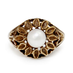 14ct Yellow Gold Pearl Vintage Ring