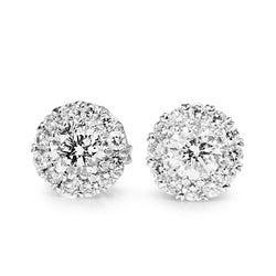 14ct White Gold Diamond Halo Stud Earrings