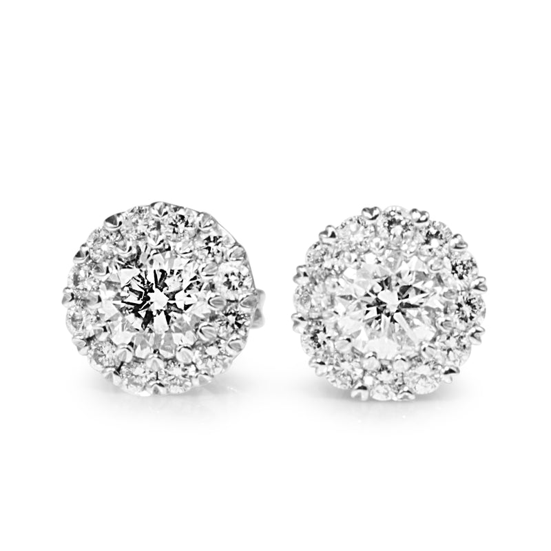 14ct White Gold Diamond Halo Stud Earrings