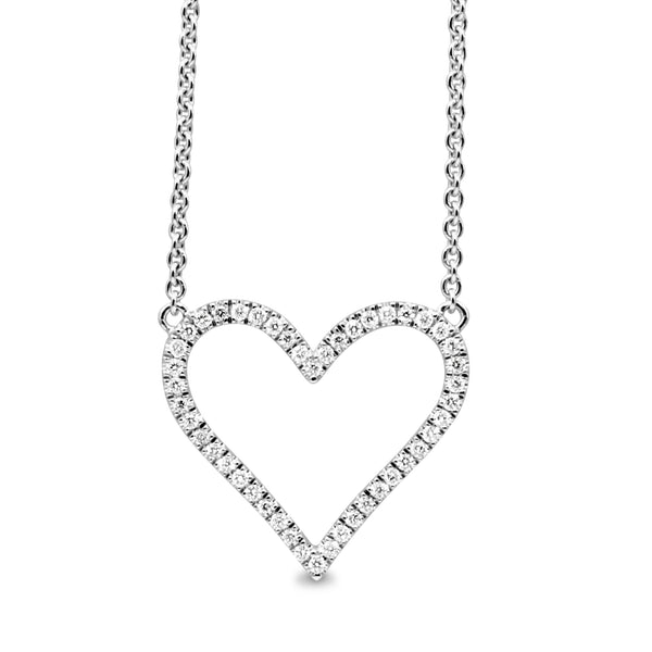 18ct White Gold Diamond Heart Necklace