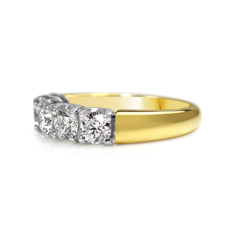 18ct Yellow and White Gold 5 Stone Diamond Ring