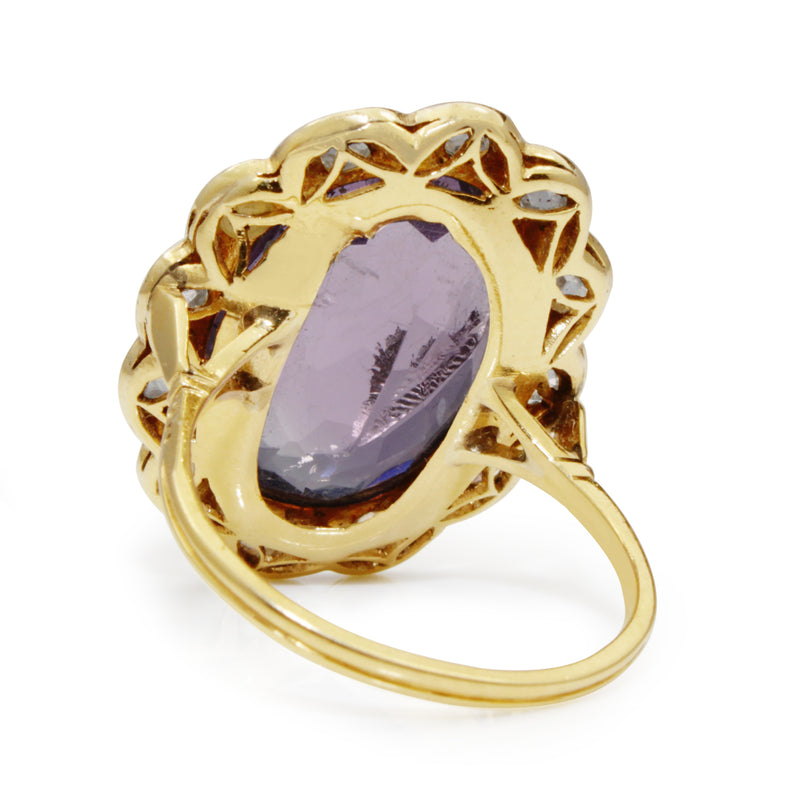 18ct Yellow and White Gold Antique Amethyst and Rose Cut Diamond Ring