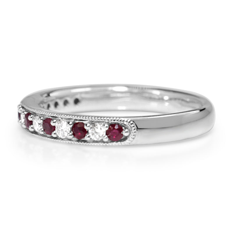 9ct White Gold Ruby and Diamond Ring