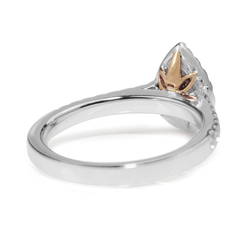 18ct White and Rose Gold Pink and White Diamond Pear Halo Ring