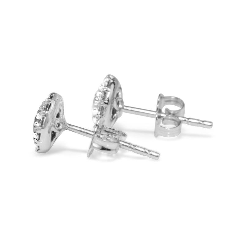 14ct White Gold Diamond Halo Stud Earrings