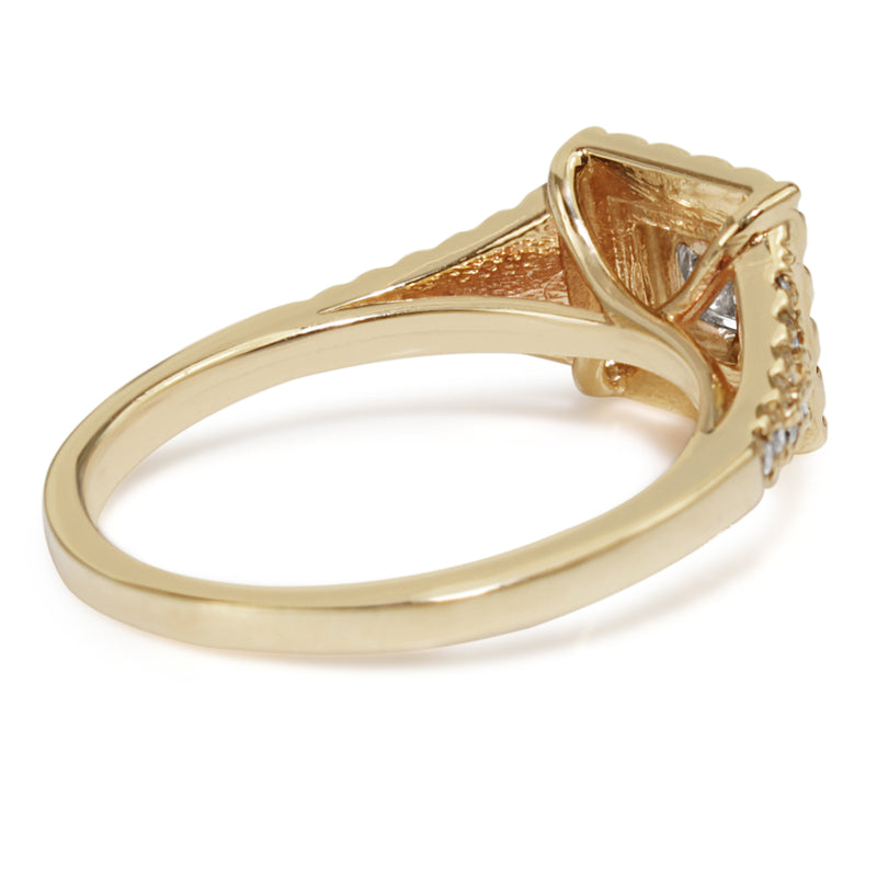 10ct Yellow Gold Square Diamond Halo Ring