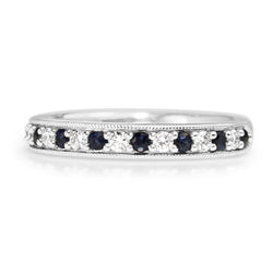 9ct White Gold Sapphire and Diamond Band