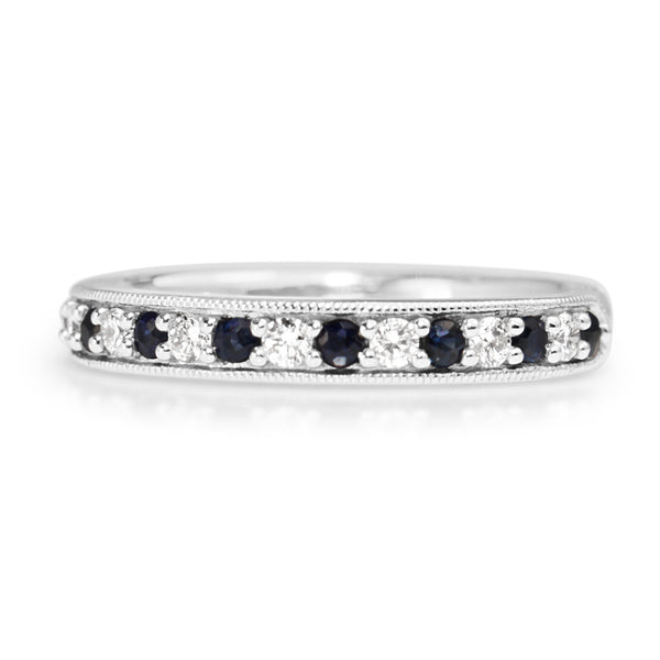 9ct White Gold Sapphire and Diamond Band