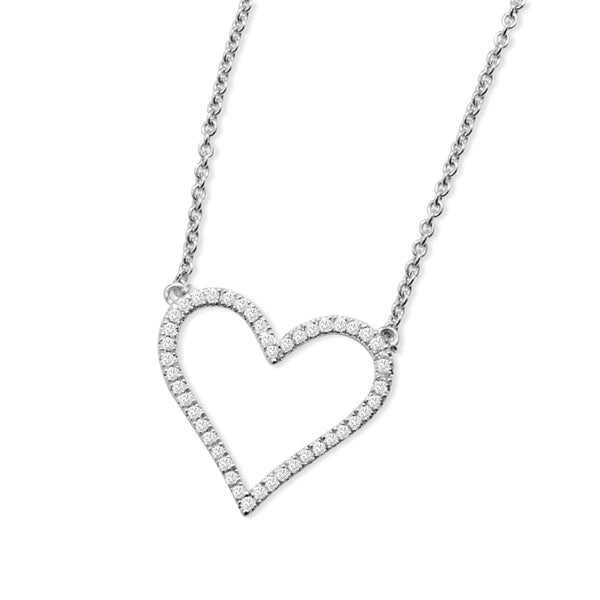 18ct White Gold Diamond Heart Necklace