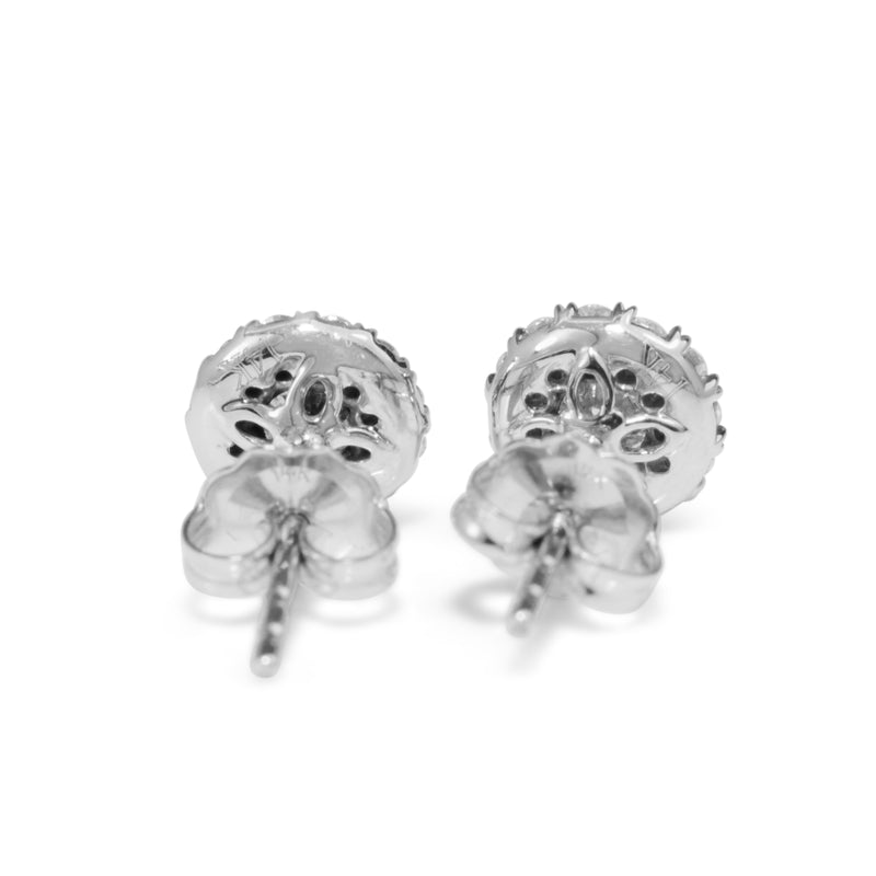 14ct White Gold Diamond Halo Stud Earrings