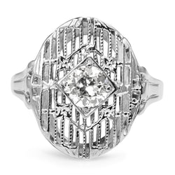 14ct White Gold Art Deco Old Cut Diamond Ring