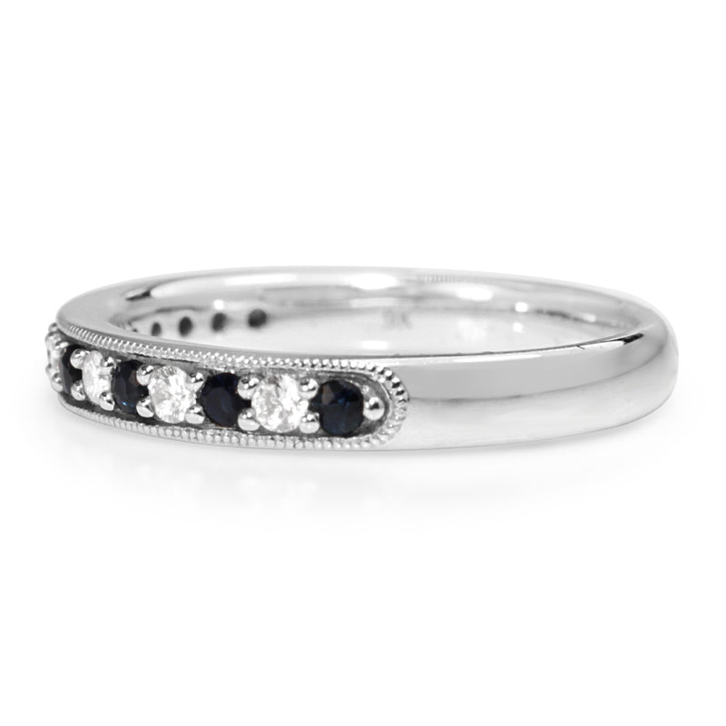 9ct White Gold Sapphire and Diamond Band