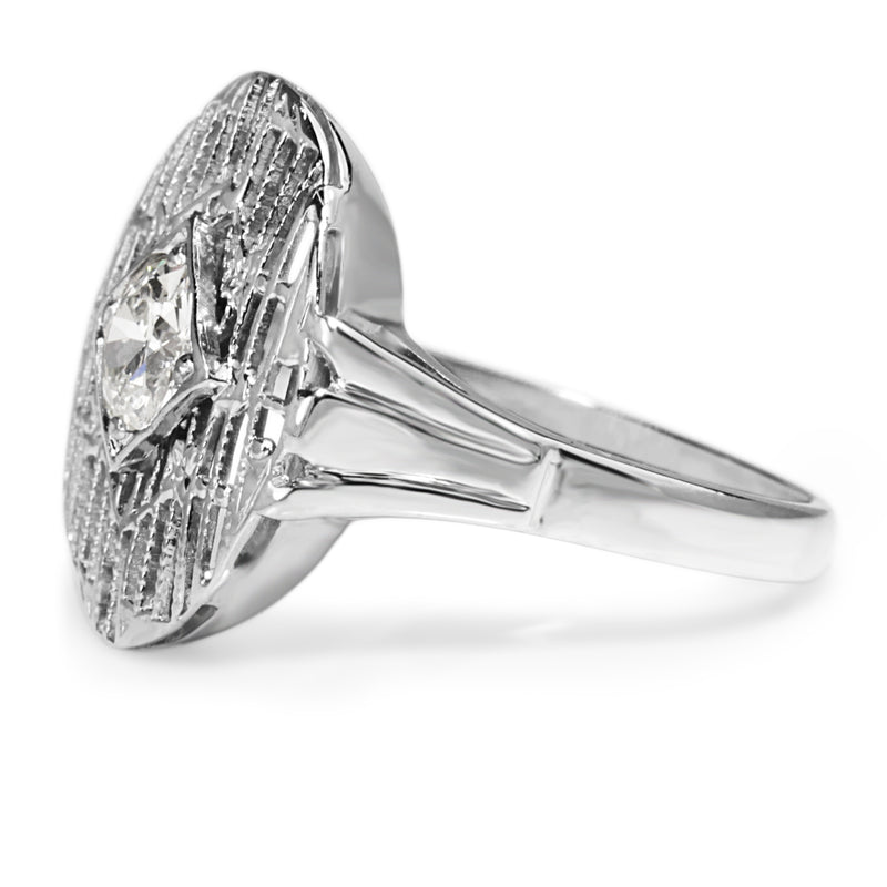 14ct White Gold Art Deco Old Cut Diamond Ring