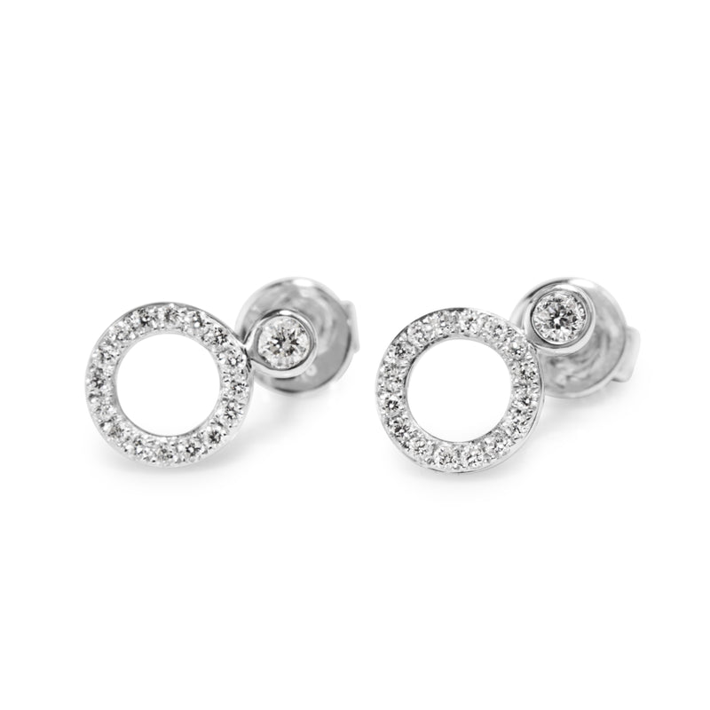 9ct White Gold Circle Diamond Stud Earrings