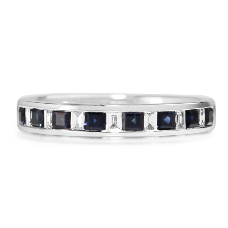 9ct White Gold Sapphire and Diamond Channel Set Band