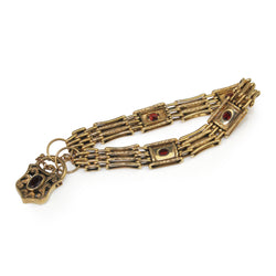 9ct Yellow Gold Gate Link Bracelet with Garnets