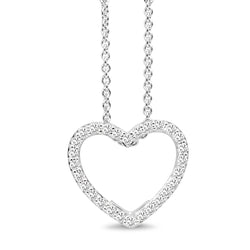 9ct White Gold Diamond Heart Necklace