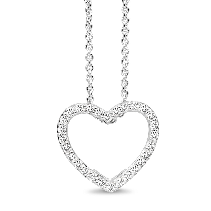 9ct White Gold Diamond Heart Necklace