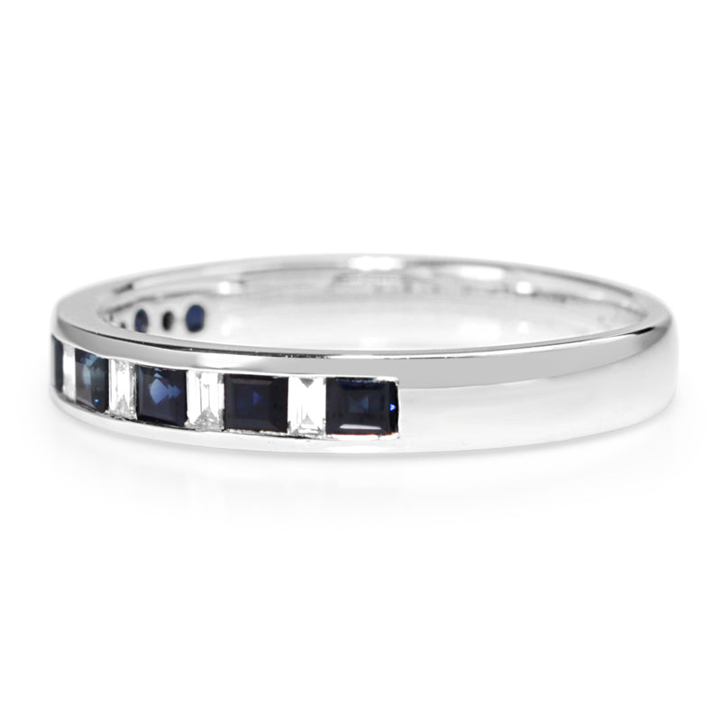 9ct White Gold Sapphire and Diamond Channel Set Band