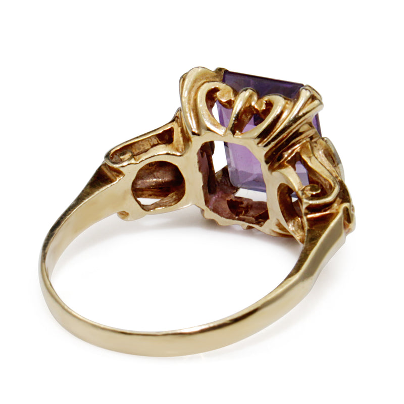 18ct Rose and White Gold Art Deco Amethyst and Diamond Ring